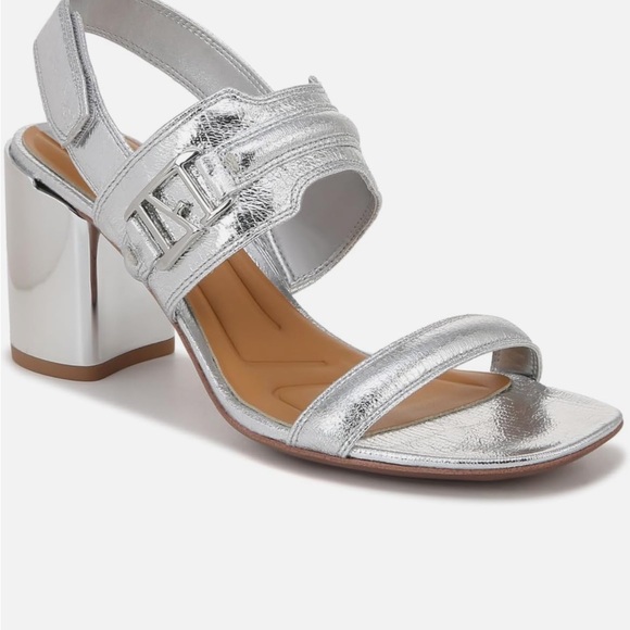 Franco Sarto Silver Block Heel Sandals - size 6 1/2 - Picture 4 of 9